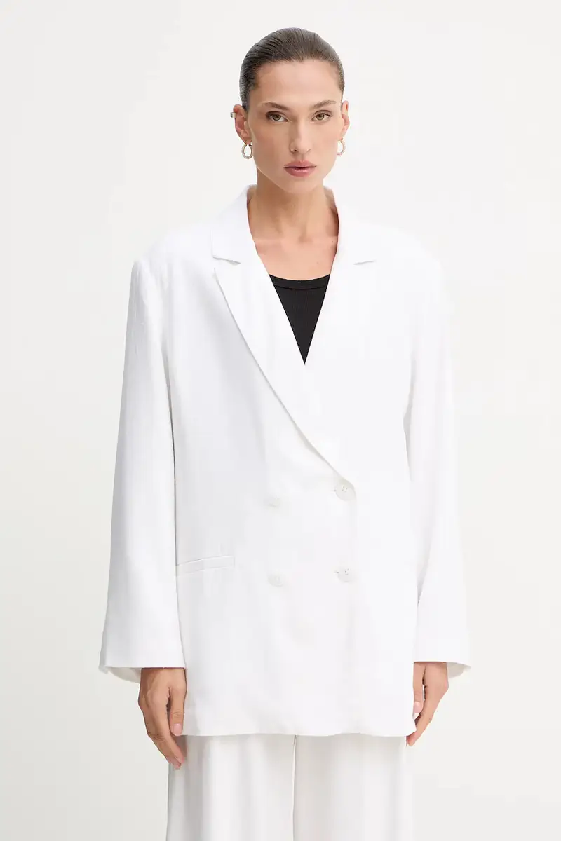 giacca in lino misto colore bianco 10910285