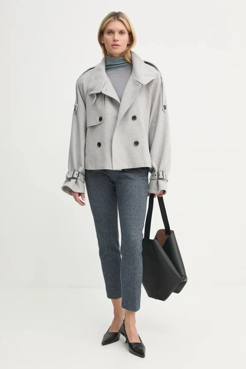 giacca in misto lana colore grigio miniatura 2