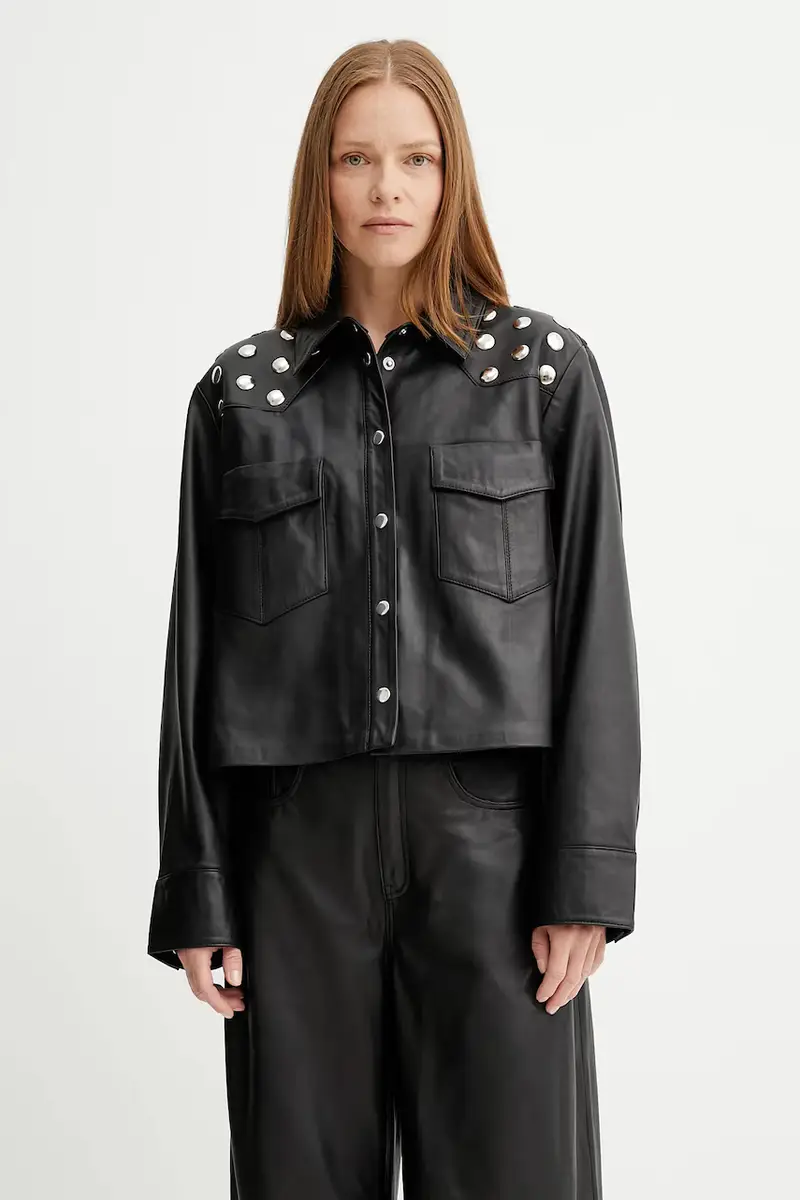 giacca in pelle colore nero 10910464