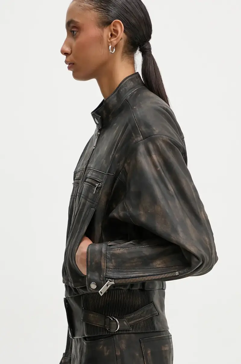 giacca in pelle donna colore nero 10909473 miniatura 4