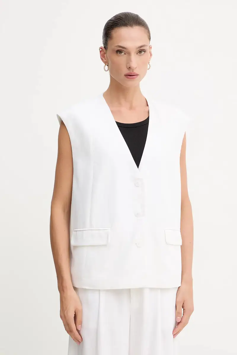 gilè con aggiunta di lino colore bianco 10910239