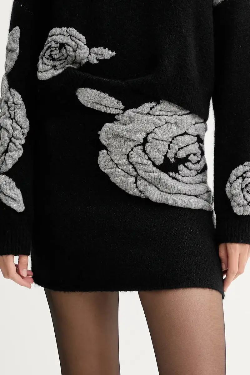 gonna con aggiunta di lana colore nero 10910595