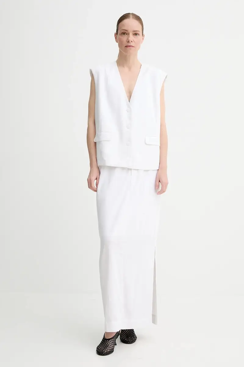 gonna con aggiunta di lino colore bianco 10910283 miniatura 2