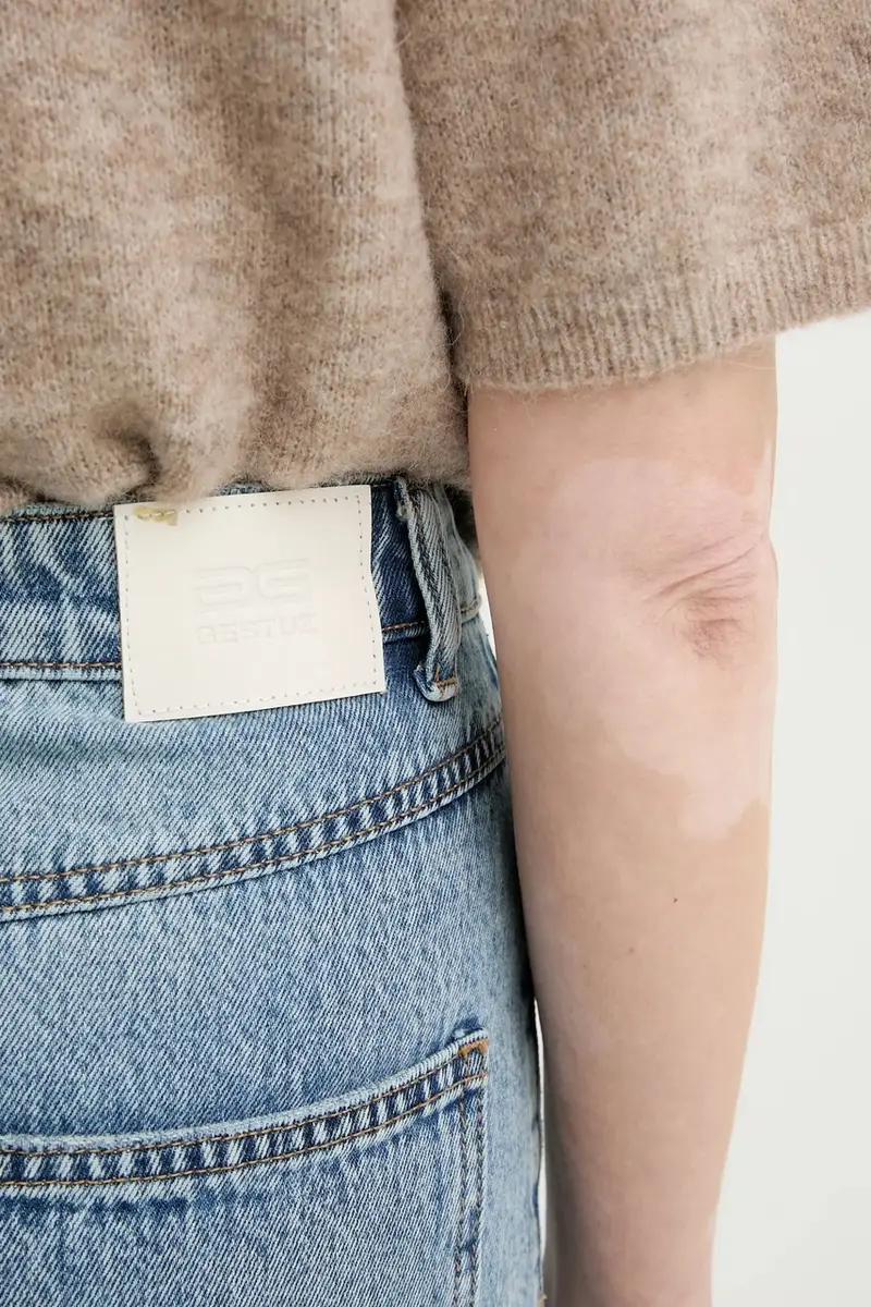 gonna di jeans in cotone colore blu 10909944 miniatura 4