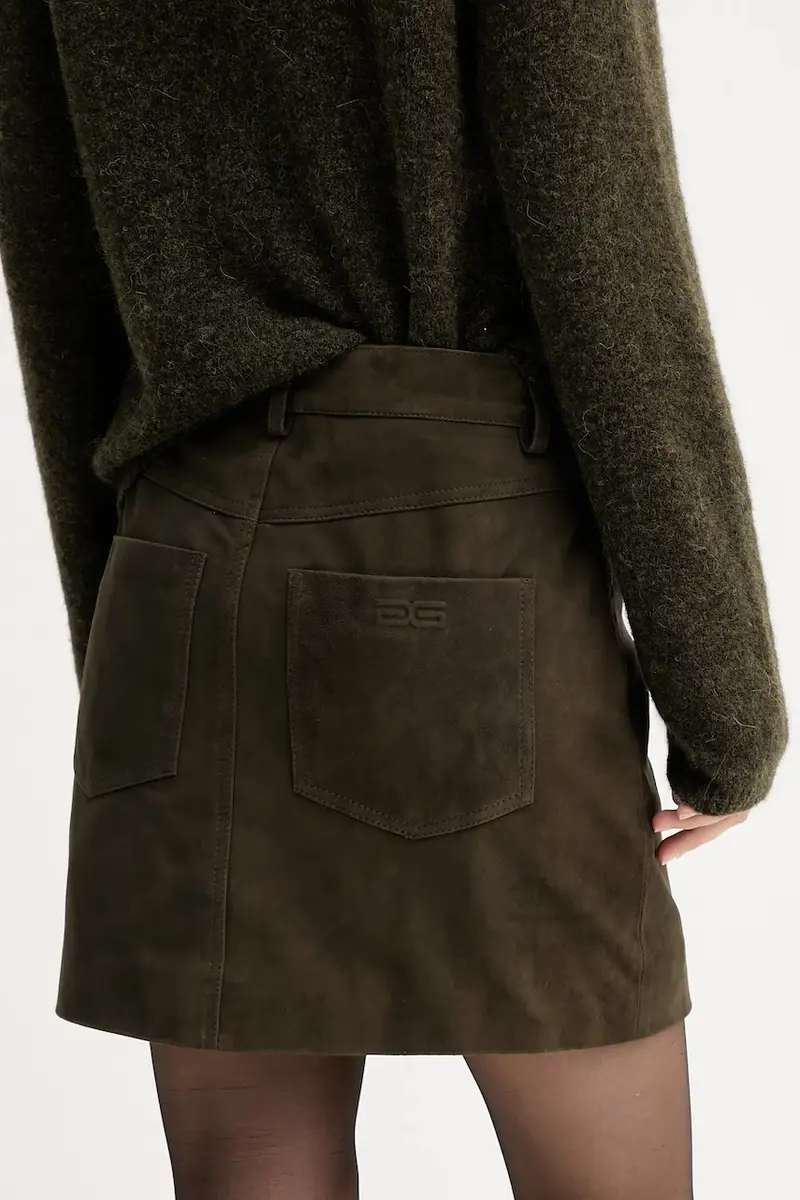 gonna in pelle scamosciata colore verde 10910679 miniatura 3