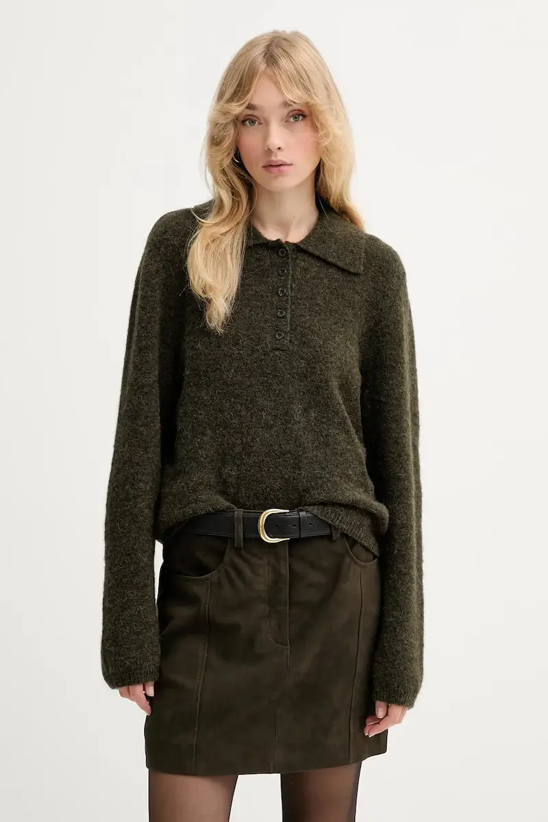 gonna in pelle scamosciata colore verde 10910679 miniatura 4