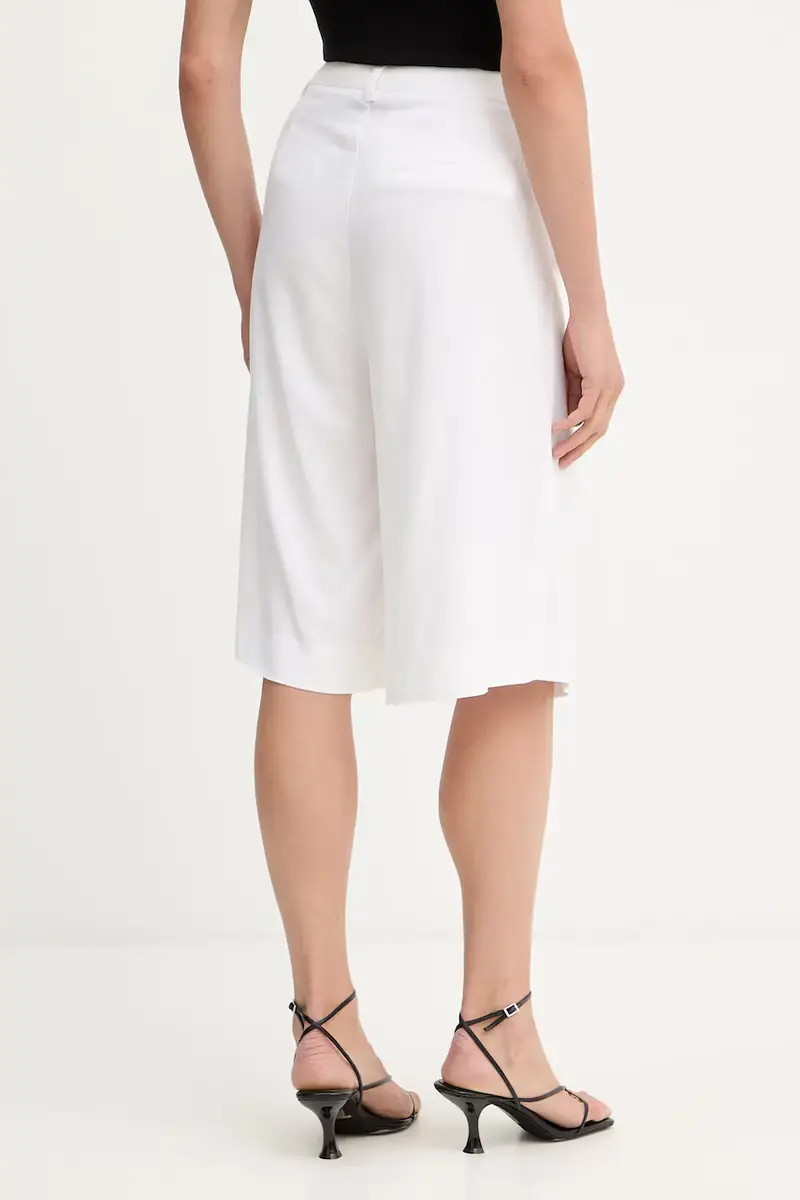 pantaloncini in lino misto donna colore bianco 10910281 miniatura 3