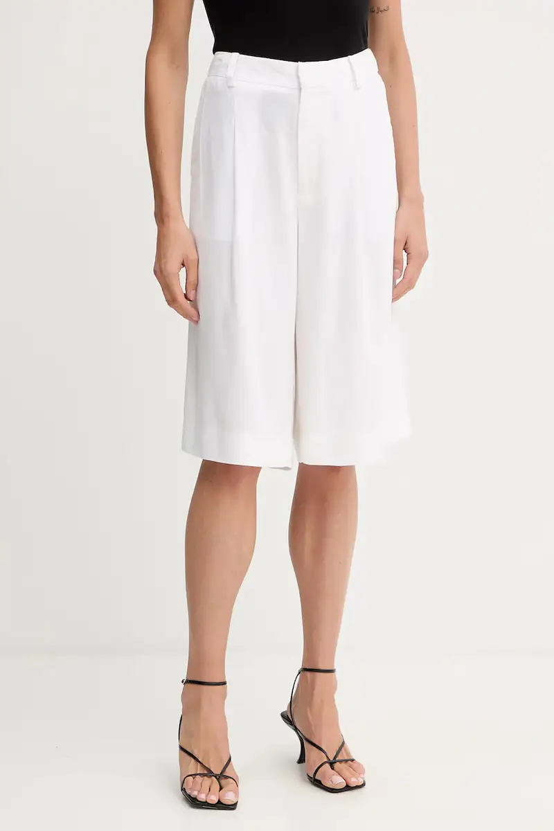 pantaloncini in lino misto donna colore bianco 10910281