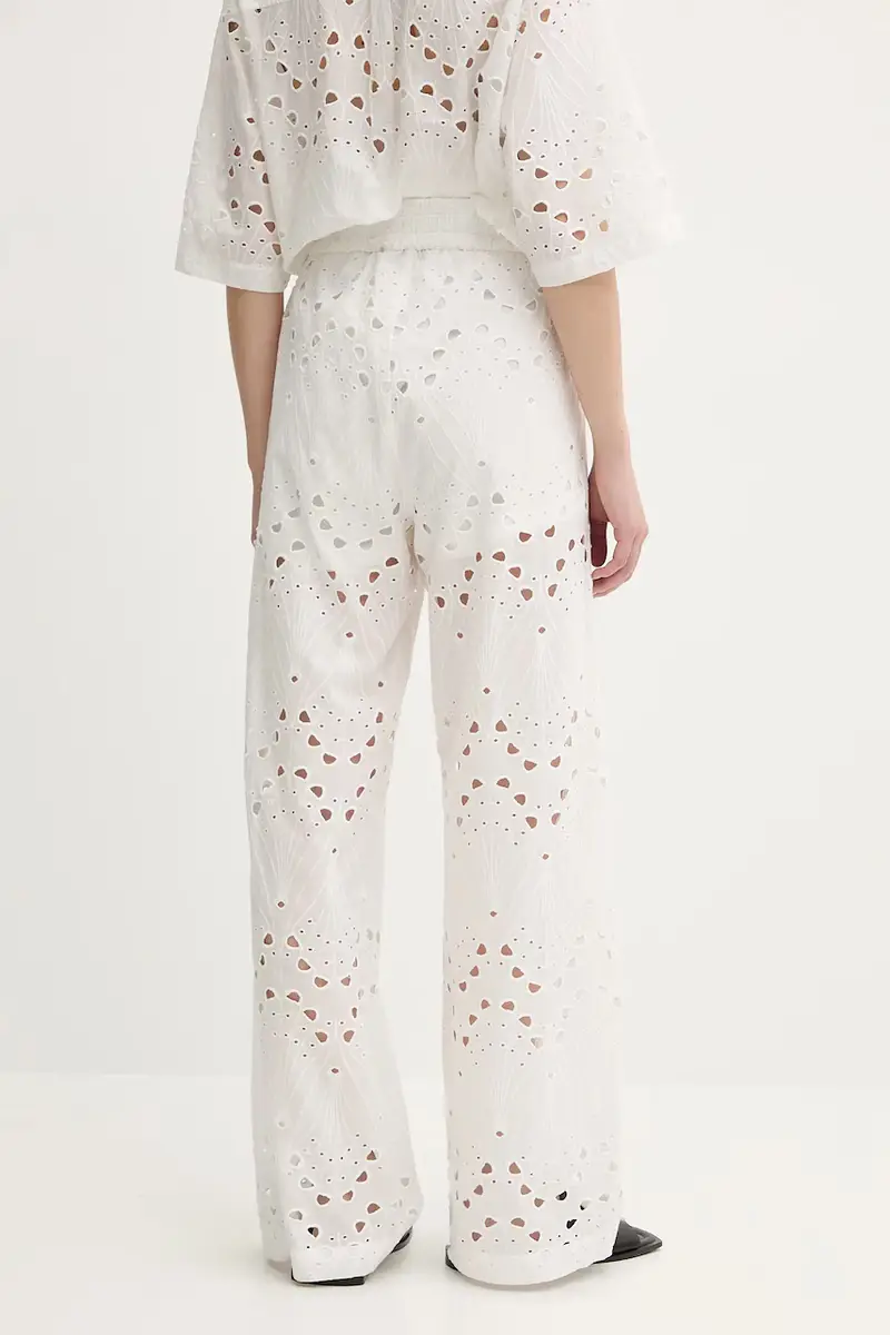 pantaloni in cotone donna colore bianco 10910510 miniatura 3