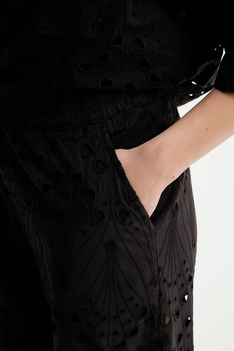 pantaloni in cotone donna colore nero 10910510 miniatura 4