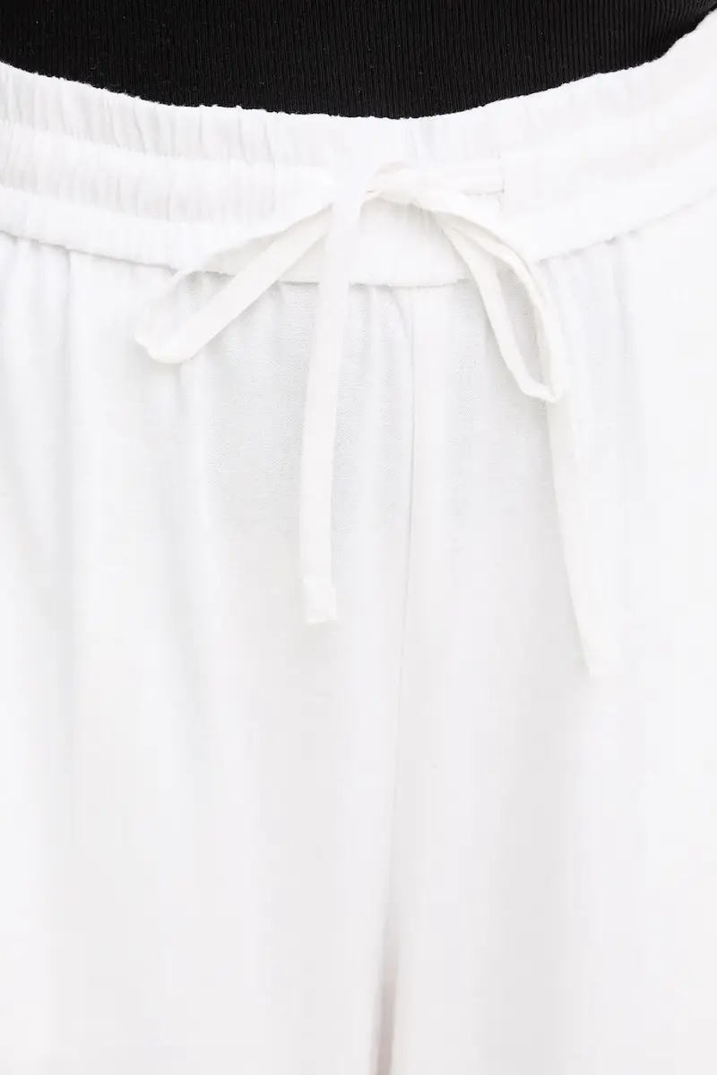 pantaloni in lino misto donna colore bianco 10910517 miniatura 4