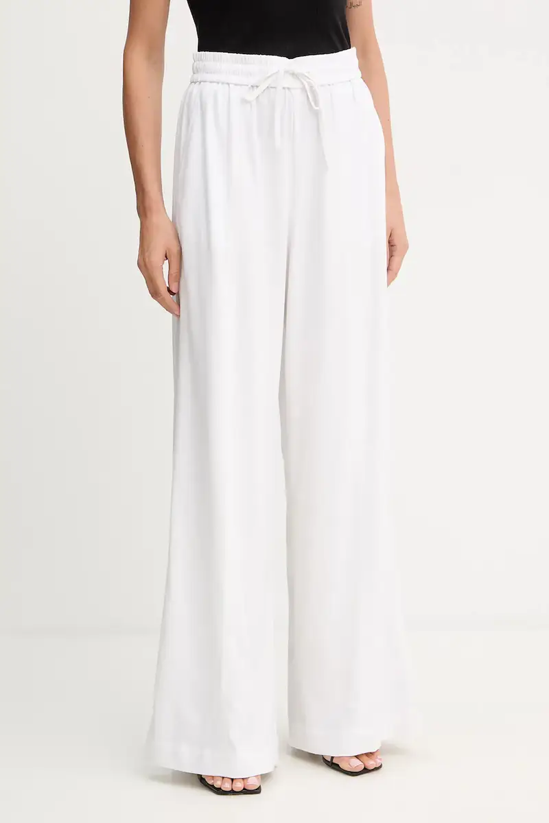 pantaloni in lino misto donna colore bianco 10910517
