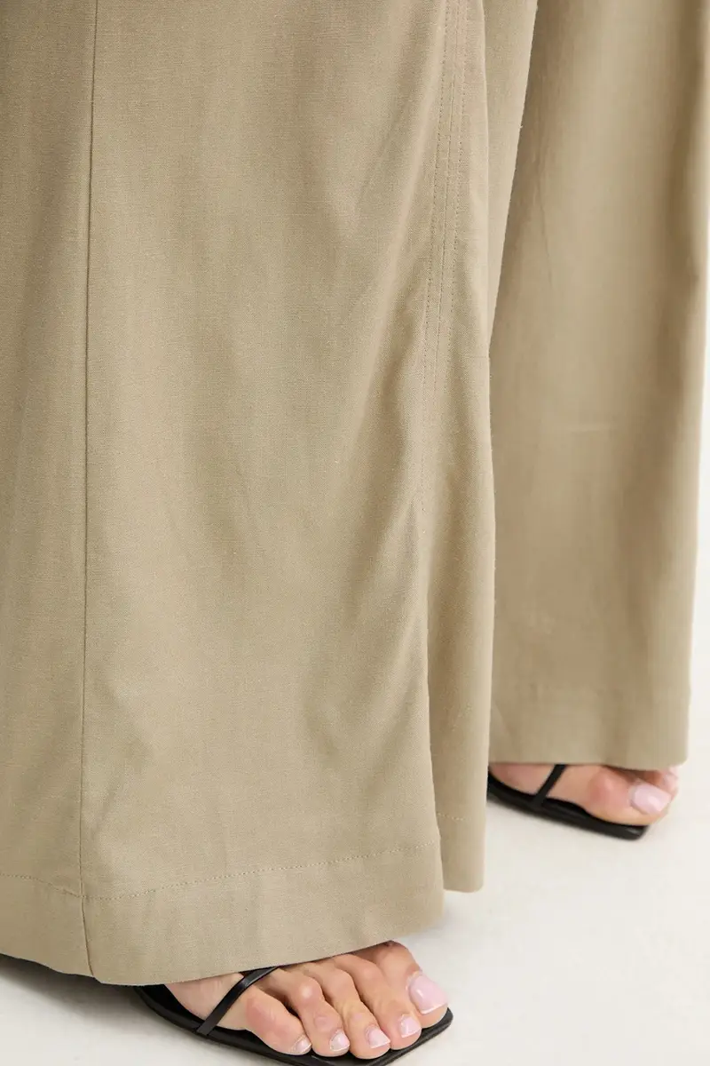 pantaloni in lino misto donna colore verde 10910517 miniatura 4