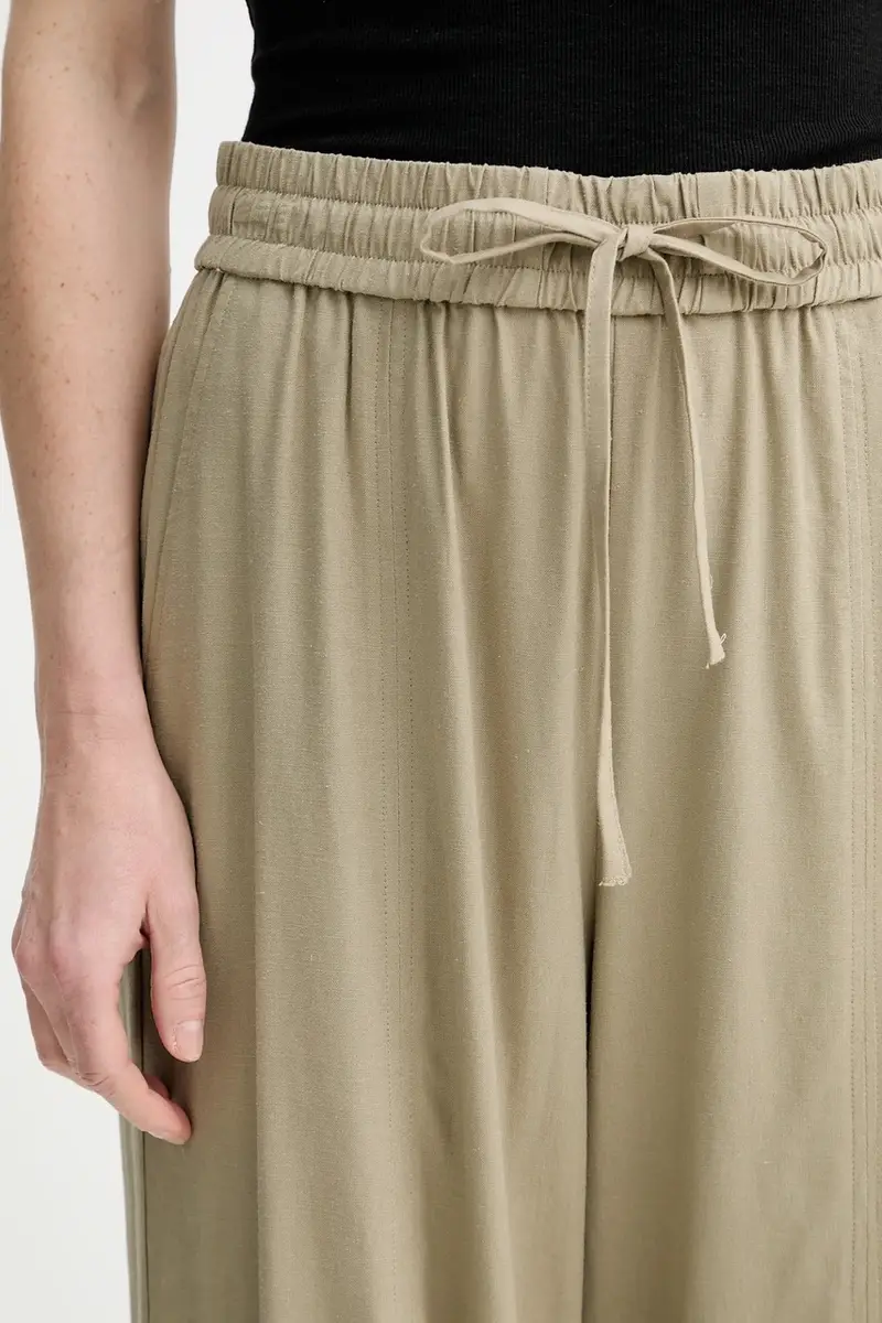 pantaloni in lino misto donna colore verde 10910517 miniatura 5