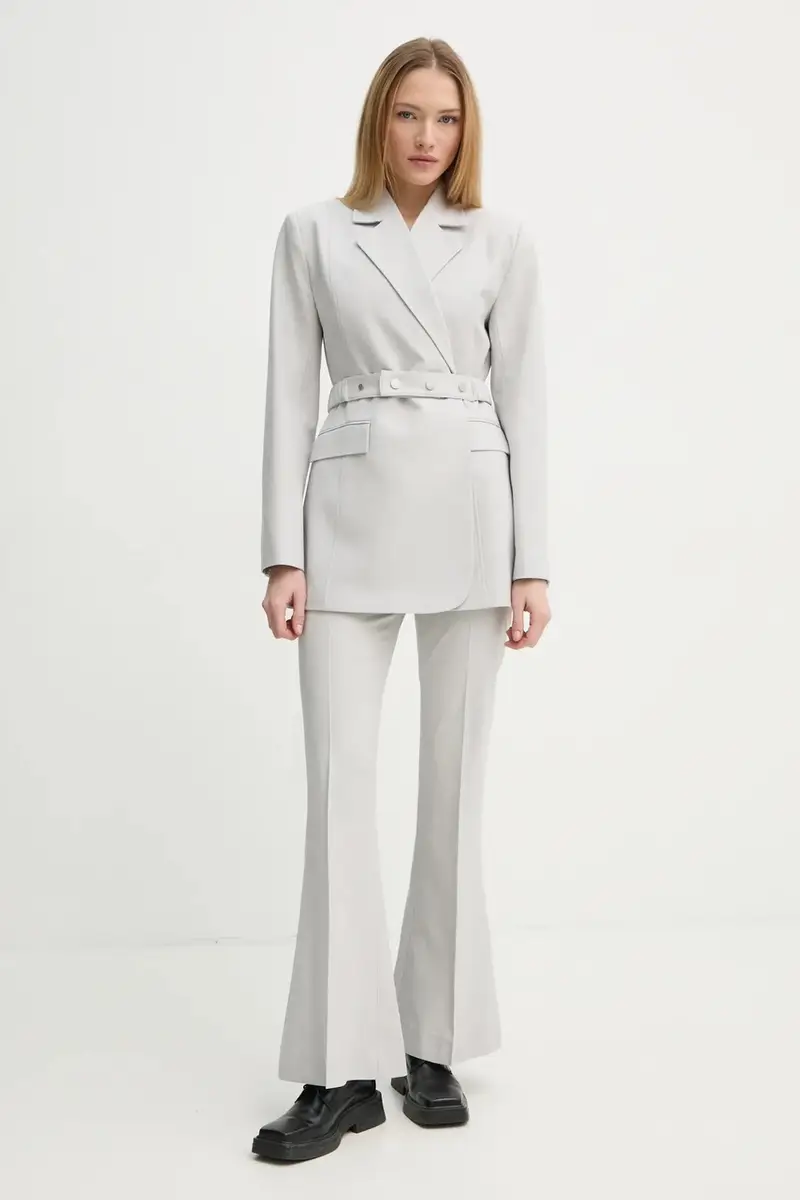 pantaloni in misto lana colore grigio 10909753 miniatura 2