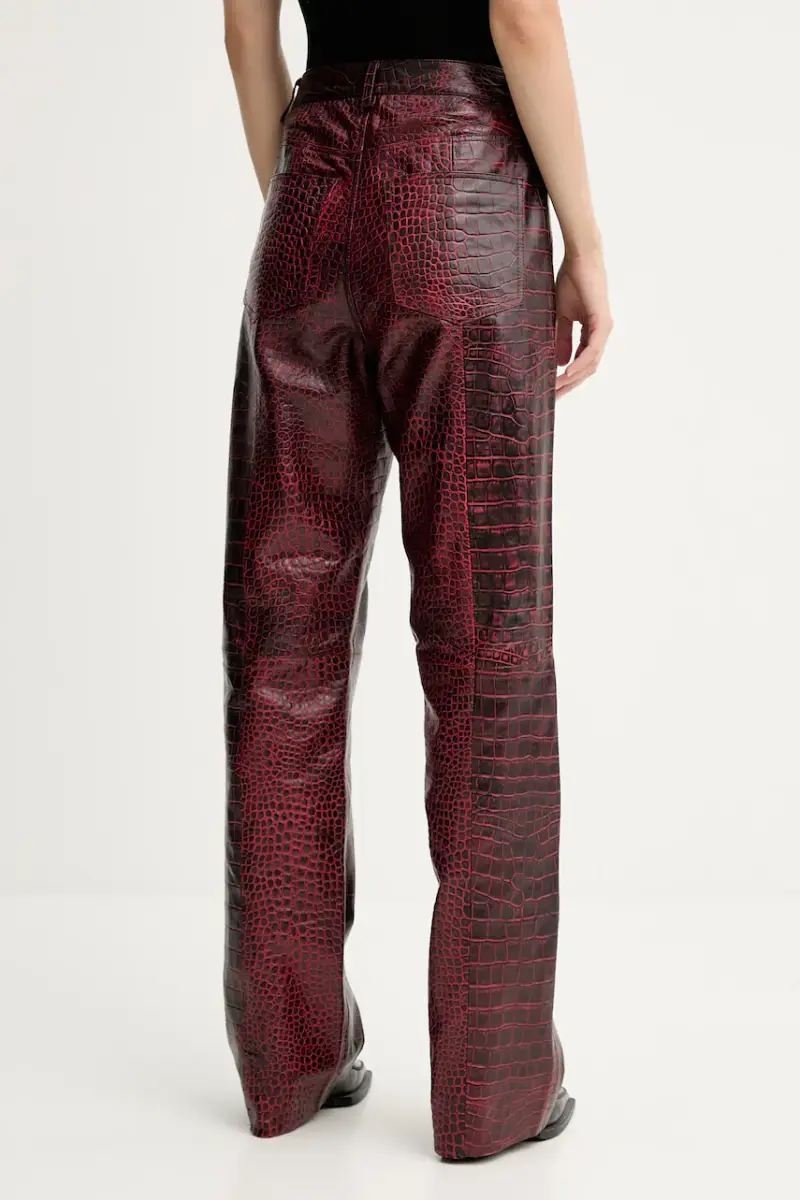 pantaloni in pelle donna colore rosso 10910742 miniatura 3