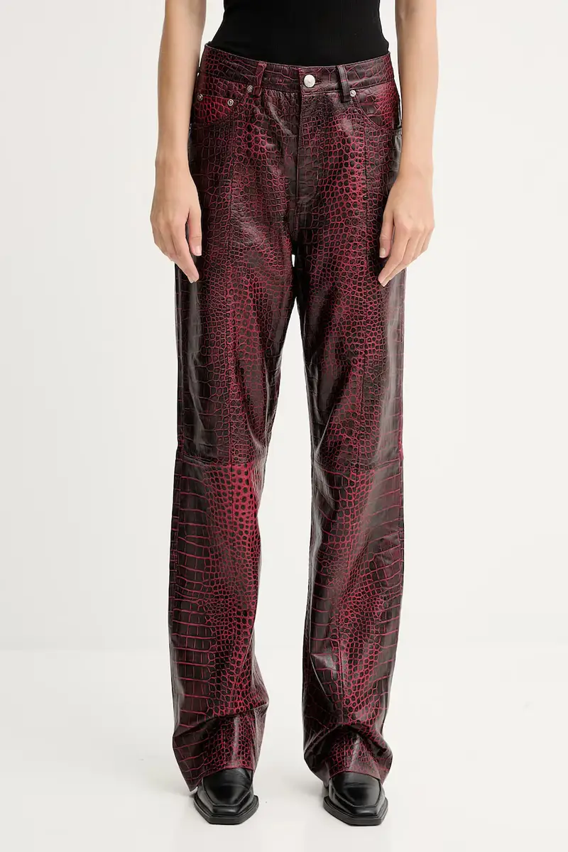 pantaloni in pelle donna colore rosso 10910742