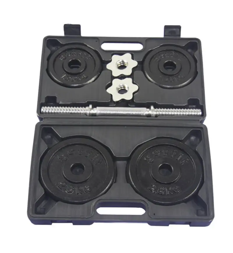 10 Kg Set + Plastic Box - set manubri fitness Black