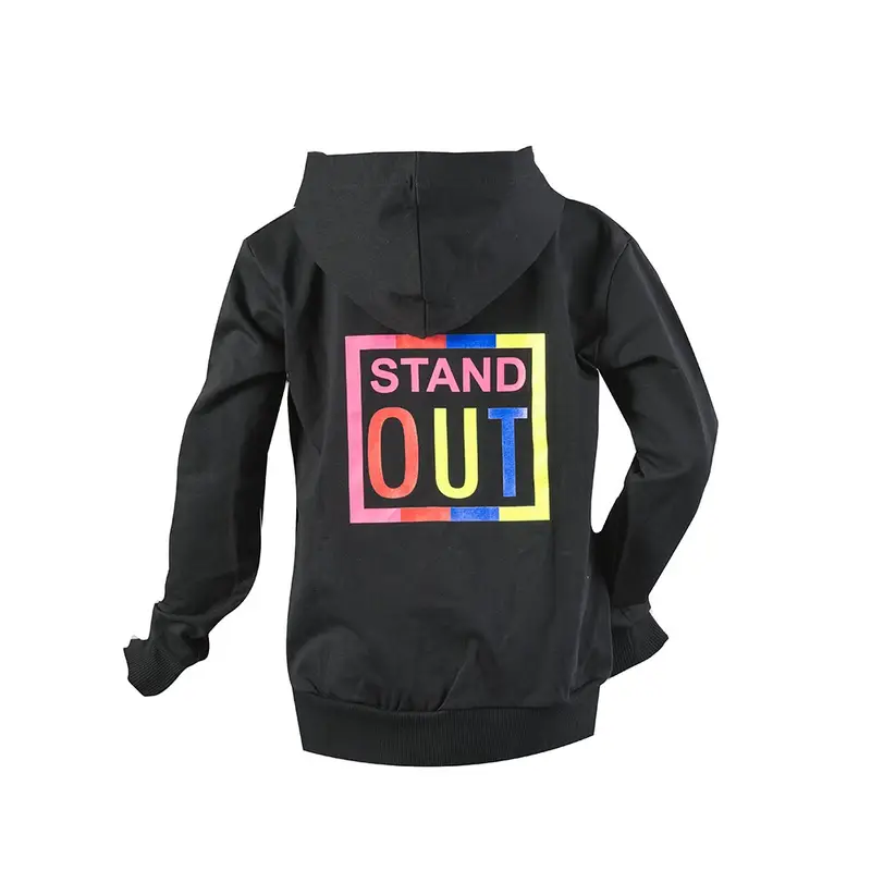 Felpa Palestra Zip E Cappuccio Nero Bambina 8 Anni