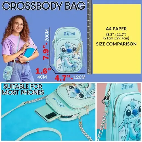 Get Trend Disney Stitch Borsa Tracolla Ragazza, Borsetta Porta Cellulare con Cinturino Regolabile per Viaggio, Regalo miniatura 2