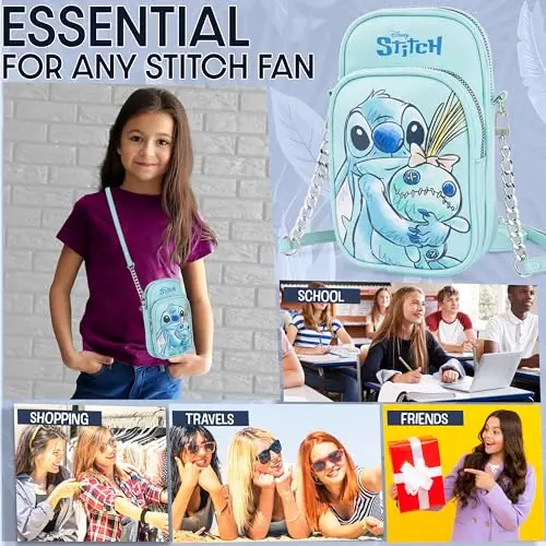 Get Trend Disney Stitch Borsa Tracolla Ragazza, Borsetta Porta Cellulare con Cinturino Regolabile per Viaggio, Regalo miniatura 3