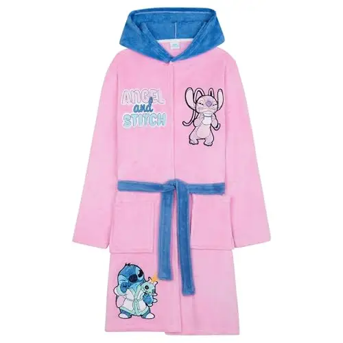 Get Trend Disney Stitch e Angel Vestaglia Bambina Adolescenti, Pile Accappatoio con 3D Orecchie, Abbigliamento da Casa miniatura 2