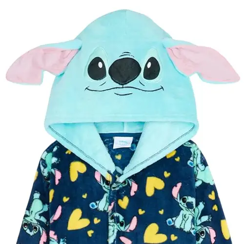 Get Trend Disney Stitch Vestaglia Bambina Adolescenti, Accappatoio con 3D Orecchie, Abbigliamento da Casa Regali per Lei miniatura 3