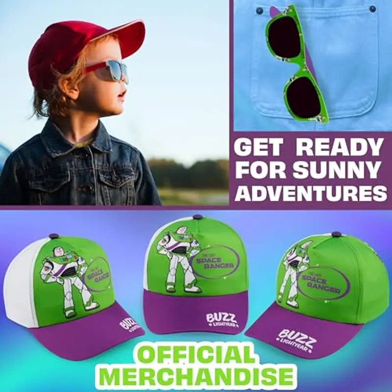 Get Trend Disney Toy Story Set Occhiali da Sole e Cappello Bambino Regolabile Cappellino e Protezione UV400 Occhiali Sole (Verde/Viola Toy Story) miniatura 2
