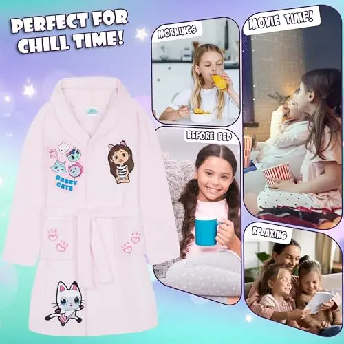 Get Trend Gabby's Dollhouse Vestaglia Bambina Adolescenti, Accappatoio con 3D Orecchie Abbigliamento da Casa Regali per miniatura 2