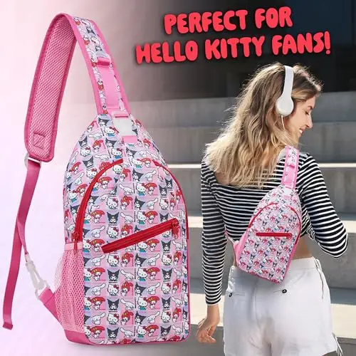 Get Trend Hello Kitty Borse a Tracolla Borsa Bambina Ragazza Scompartimenti Multipli Borsa Viaggio con Cinturino miniatura 2