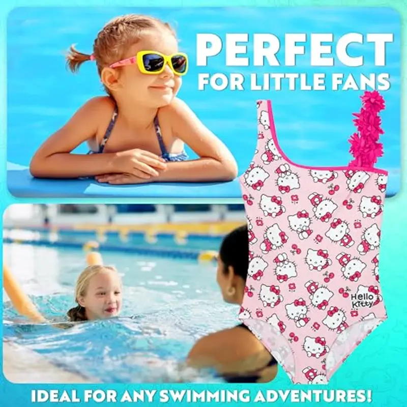 Get Trend Hello Kitty Costume Piscina Bambina Ragazza Costume Intero Elastico Costumi da Bagno Costumi Bimba Idee Regalo (9-10 Anni, Rosa Hello Kitty) miniatura 2