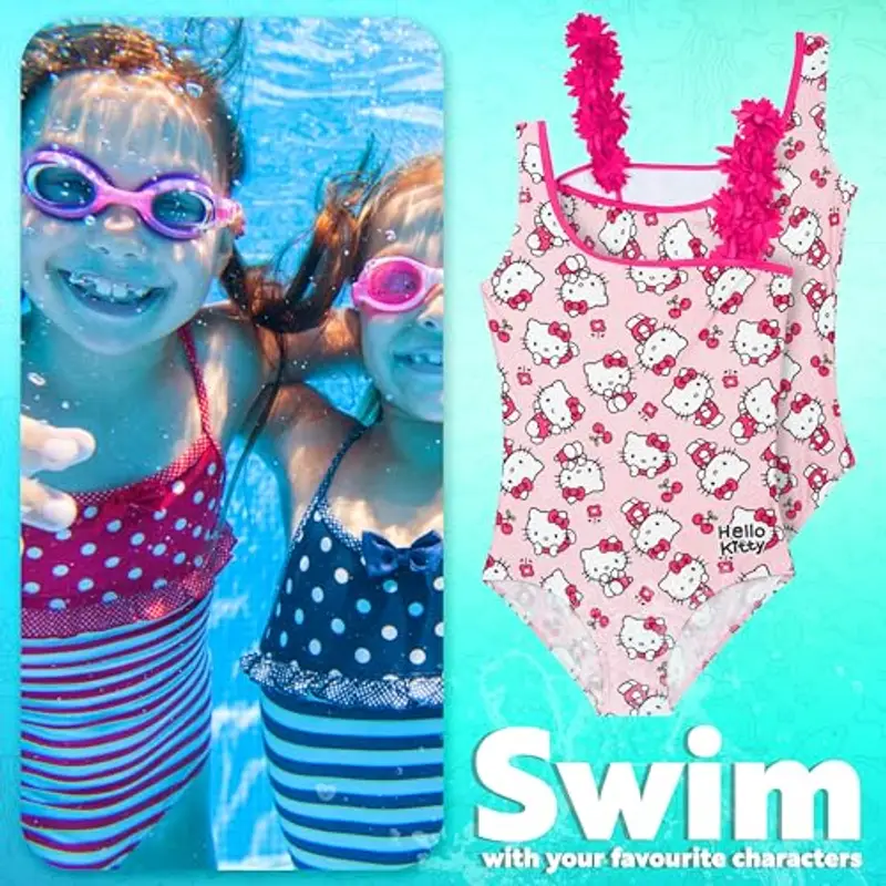 Get Trend Hello Kitty Costume Piscina Bambina Ragazza Costume Intero Elastico Costumi da Bagno Costumi Bimba Idee Regalo (9-10 Anni, Rosa Hello Kitty) miniatura 3
