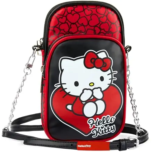 Get Trend Hello Kitty Sanrio Borsa Tracolla Ragazza, Borsetta Porta Cellulare con Cinturino Regolabile per Viaggio,