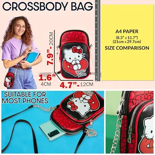 Get Trend Hello Kitty Sanrio Borsa Tracolla Ragazza, Borsetta Porta Cellulare con Cinturino Regolabile per Viaggio miniatura 2