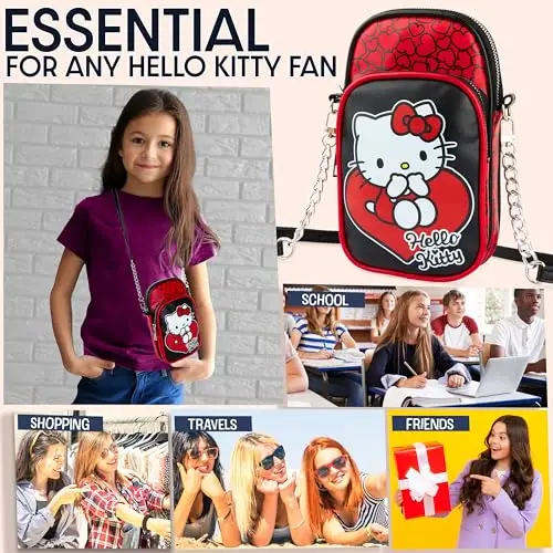 Get Trend Hello Kitty Sanrio Borsa Tracolla Ragazza, Borsetta Porta Cellulare con Cinturino Regolabile per Viaggio miniatura 3
