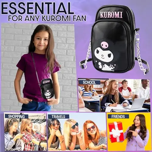 Get Trend Hello Kitty Sanrio Kuromi Borsa Tracolla Ragazza, Borsetta Porta Cellulare con Cinturino Regolabile per miniatura 3