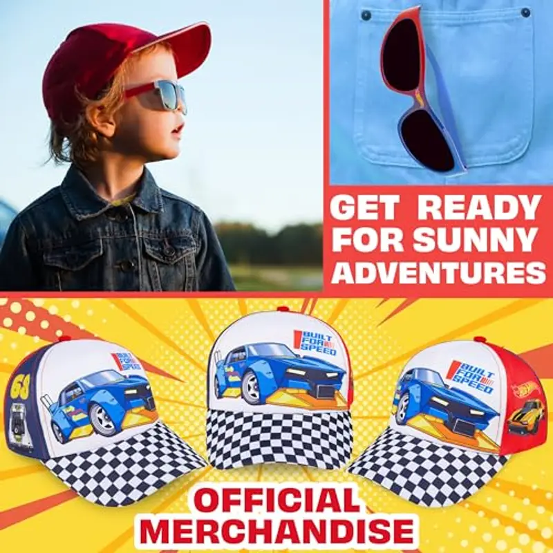 Get Trend Hot Wheels Set Occhiali da Sole e Cappello Bambino Regolabile Cappellino e Protezione UV400 Occhiali Sole (Multicolori Hot Wheels) miniatura 2