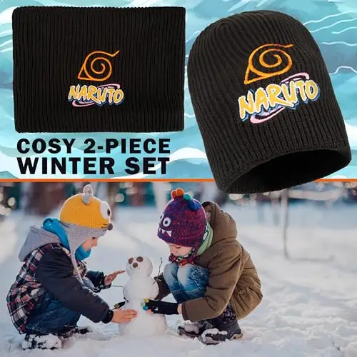Get Trend Naruto Berretto e Scaldacollo Bambino, 2 Pz Set Invernale Bambino, Cappello Ragazzo e Scalda Collo, Regalo miniatura 2