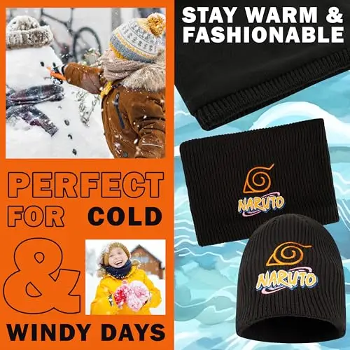 Get Trend Naruto Berretto e Scaldacollo Bambino, 2 Pz Set Invernale Bambino, Cappello Ragazzo e Scalda Collo, Regalo miniatura 3