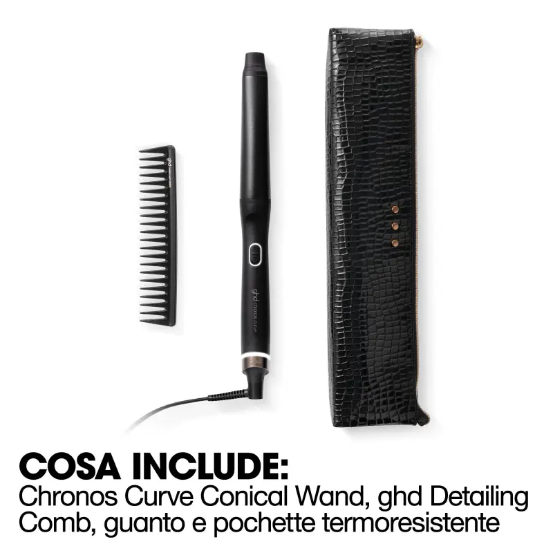 Arricciacapelli chronos curve conical Gift Set - arricciacapelli professionale + detangling comb - Piastra capelli, Spazzole per capelli, Cofanett miniatura 5
