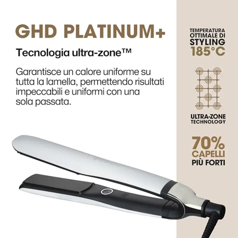 ghd Platinum+ Piastra & Styler Professionale Bianca – Capelli Più Forti, Maggiore Lucentezza, Protezione del Colore – Per Tutti i Tipi di Capelli miniatura 2