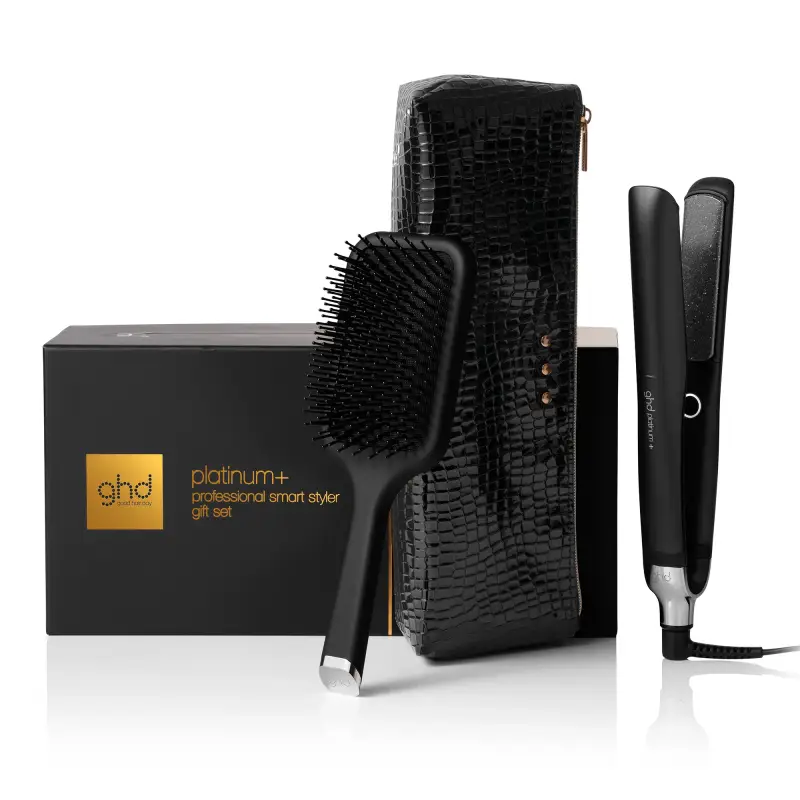 Styler ghd platinum+ Gift Set - piastra per capelli professionale + paddle brush - Piastra capelli,Spazzole per capelli,Cofanetto per capelli