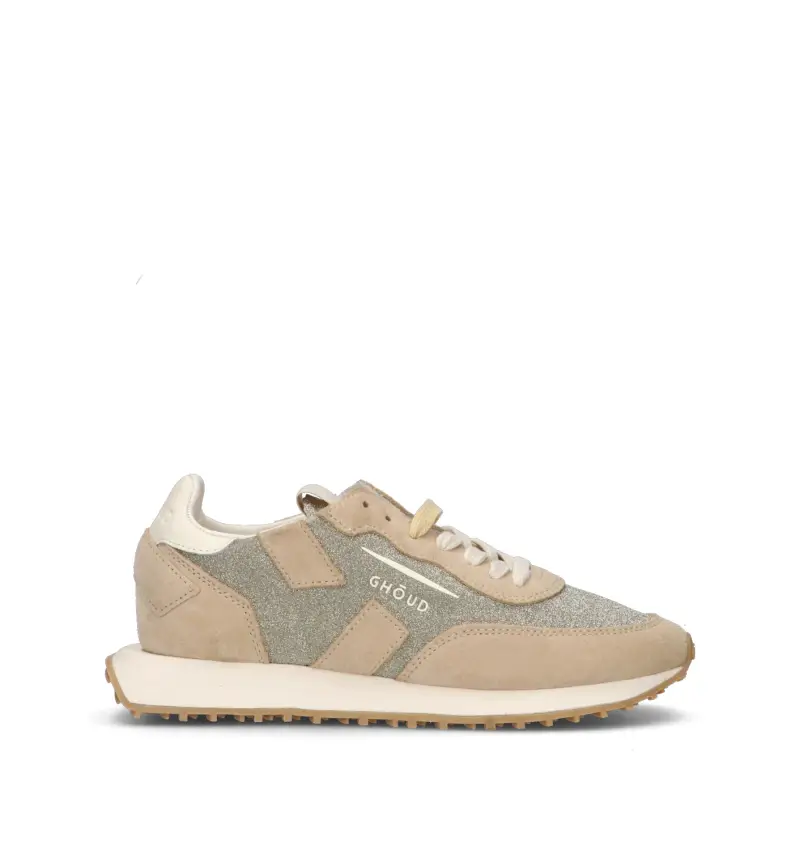 Ghoud Sneakers donna beige in pelle scamosciata e materiale sintetico
