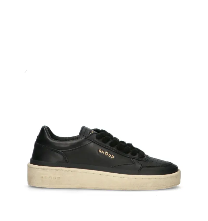 Ghoud Sneakers donna nere in pelle con dettagli dorati