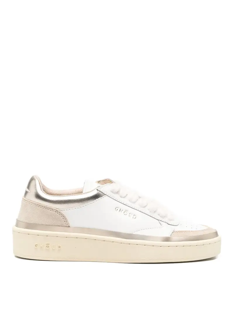 Sneakers basse in pelle con cuscinetti Bianco
