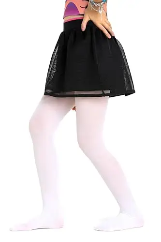 Gi&Gi Collant da ballo per bambine BIMBA, 50 denari opachi .indicati anche per le lezioni di danza e collore bianche