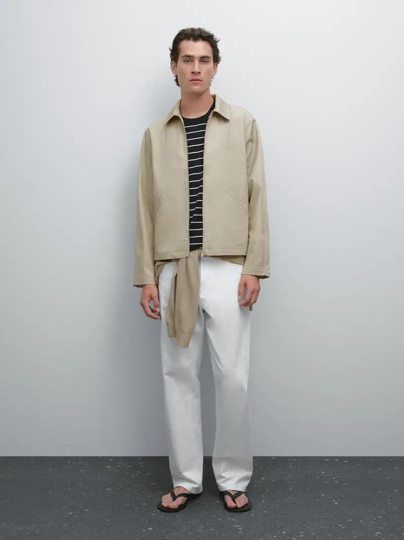 Giacca 100% Cotone Water Repellent - Sabbia - L - Massimo Dutti - Maschile