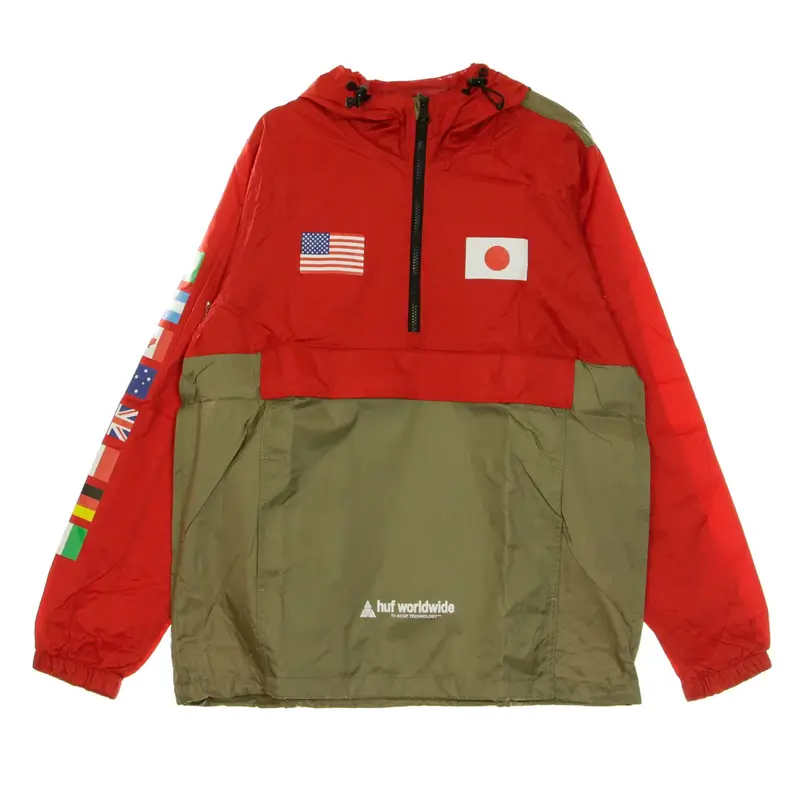 Giacca a Vento Infilabile Uomo Flags Anorak Jacket Cyber Red