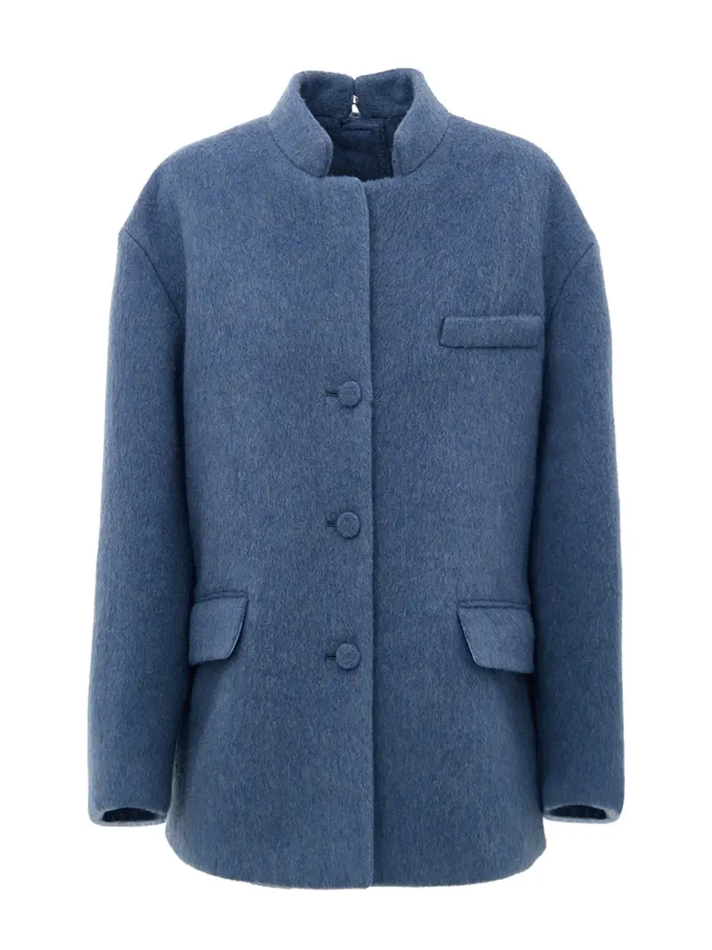 Giacca Caban Blu Chiaro in Lana Gucci