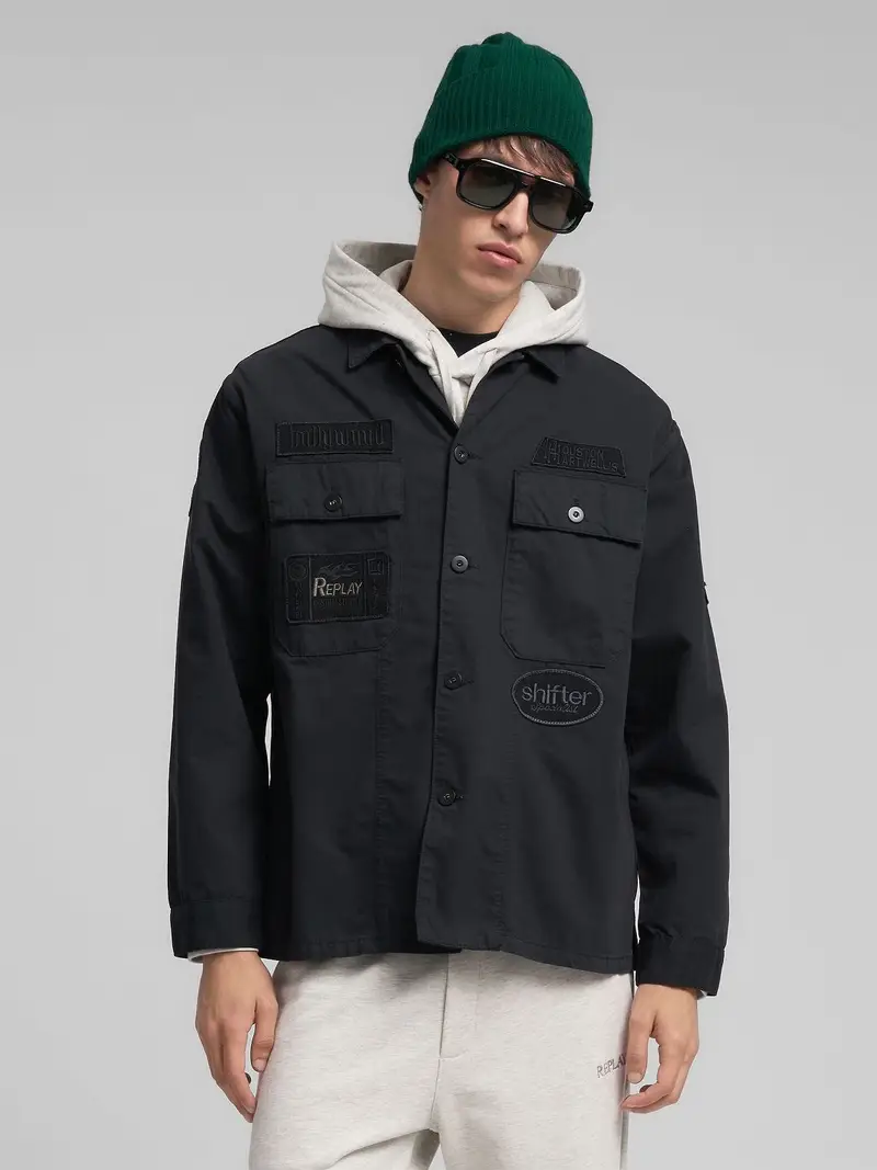 Giacca Camicia Regular Fit Con Patch